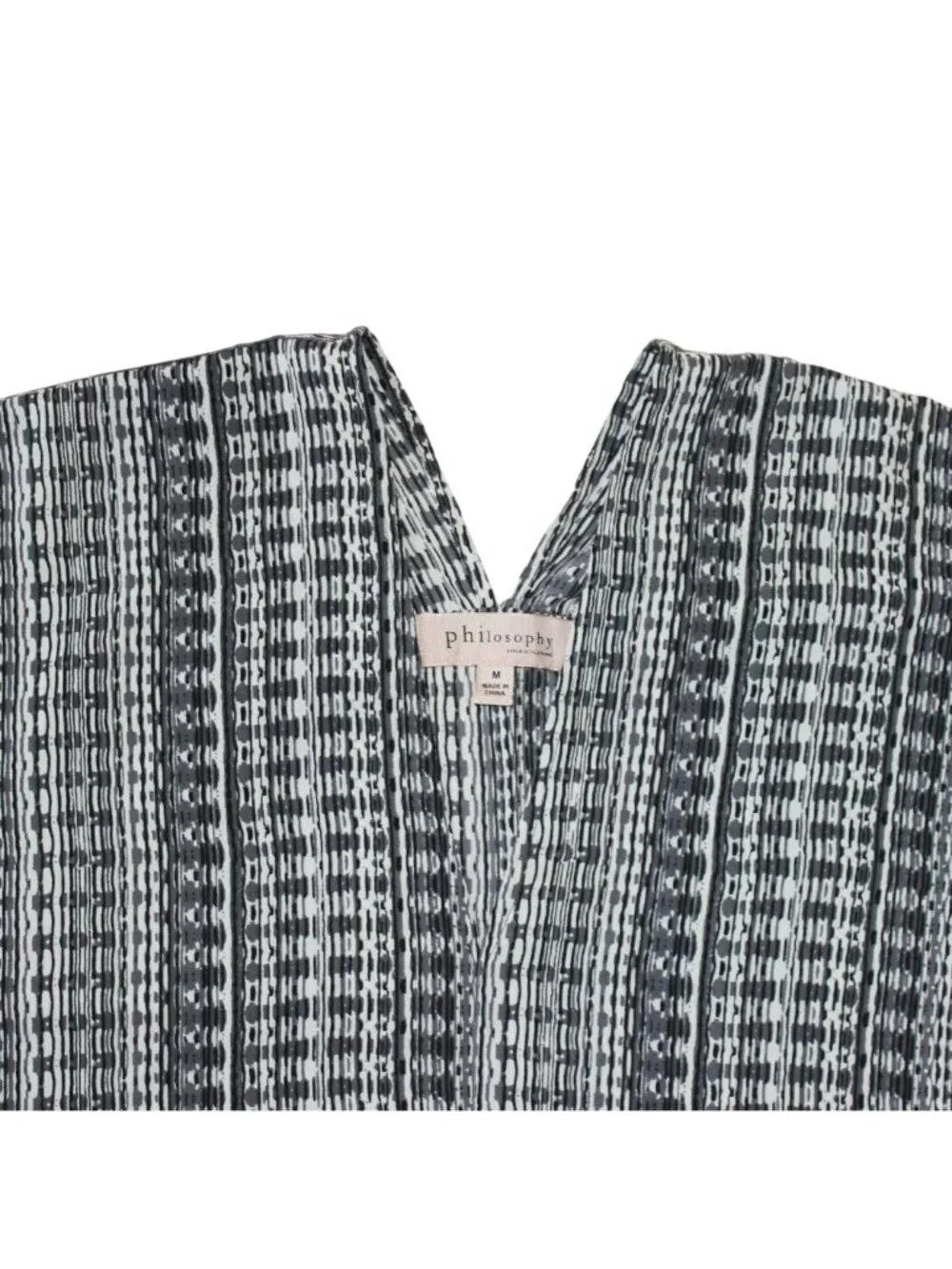 Philosophy Womens V-neck, Cap Sleeve Light Weight Blouse-Black/White-M-GUC - Picture 3 of 6